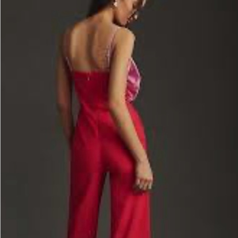 Anthropologie Fuchsia Strapless Jumpsuit with Bow - Picture 2 of 3